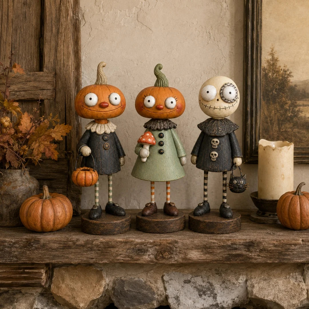 🎃Primitive Pumpkin Friends –  🧡Vintage Halloween Collectible Figurines