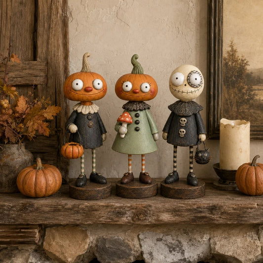 🎃Primitive Pumpkin Friends –  🧡Vintage Halloween Collectible Figurines