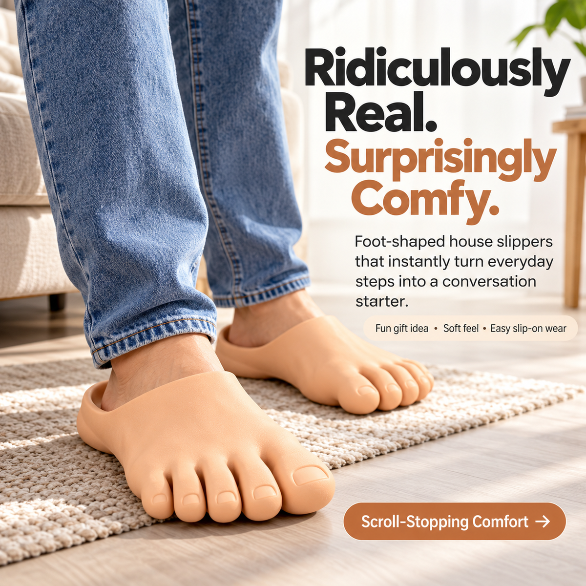 ToeTastic™ – Funny Realistic Foot Slippers