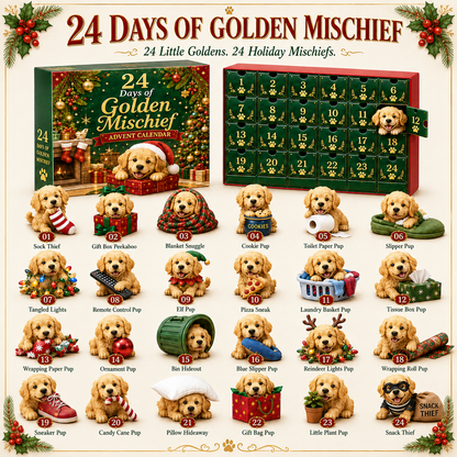 ⏰ 50% Off Sale 🎄 24 Days of Golden Mischief Advent Calendar – 24 Unique Golden Retriever Collectibles