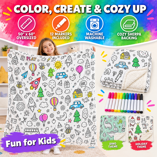 🎨DIY Coloring Blanket with 12 Markers🖍️