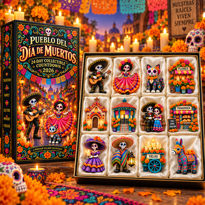 💀🌼24-Day Day of the Dead Collectible Countdown Calendar with 24 Unique Miniatures