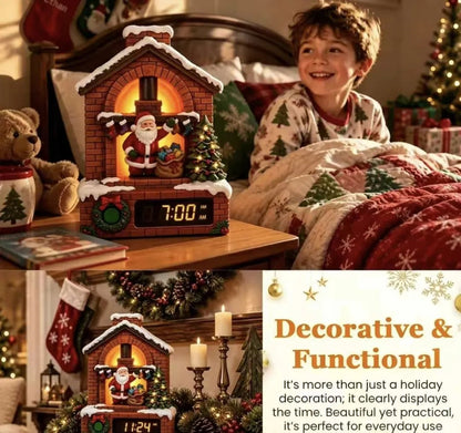 🎅Santa Fireplace Digital Alarm Clock – Lighted Christmas Diorama