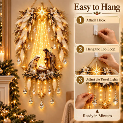 ✨Last Day 49% OFF✨✝️ Angel Wings Faith Nativity – Lighted Holy Birth Wall Decor