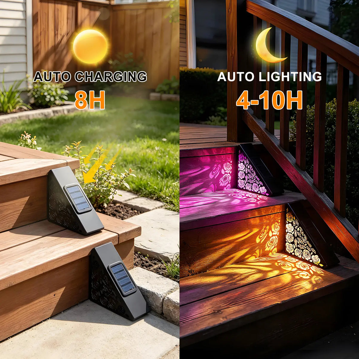 🔥 Buy 1 Get 1 Free 🔥 Solar Step Lights Outdoor — IP65 Waterproof LED Lights, Suitable for Decks, Stairs, Porches, Garden Paths, and Patio Steps