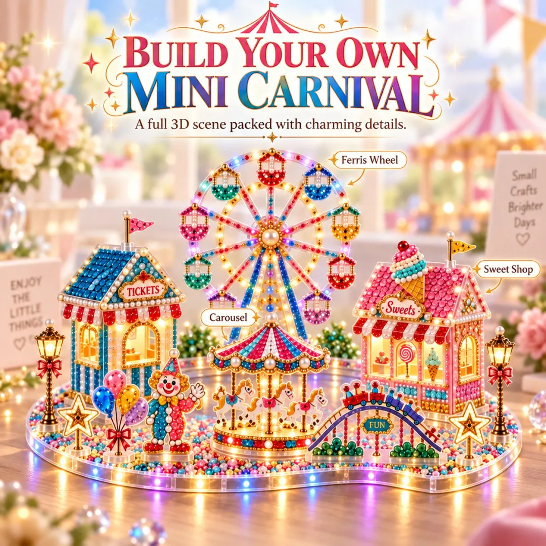 🎡 3D Carnival DIY Crystal Art Kit – Build Your Own Mini Amusement Park