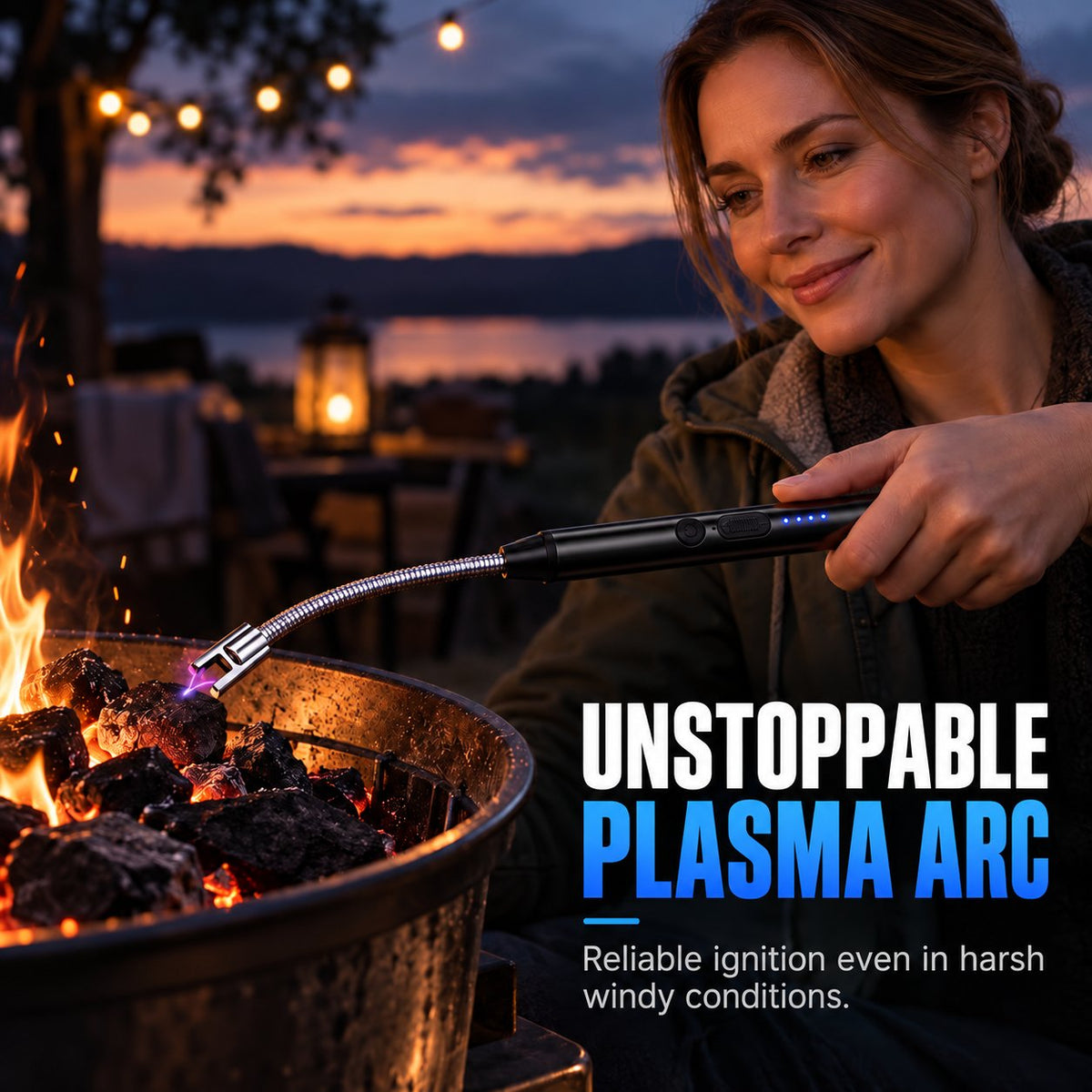 🔥Universal 360-Degree Flexible Pulse Arc Lighter with LED Battery Indicator and Windproof Design