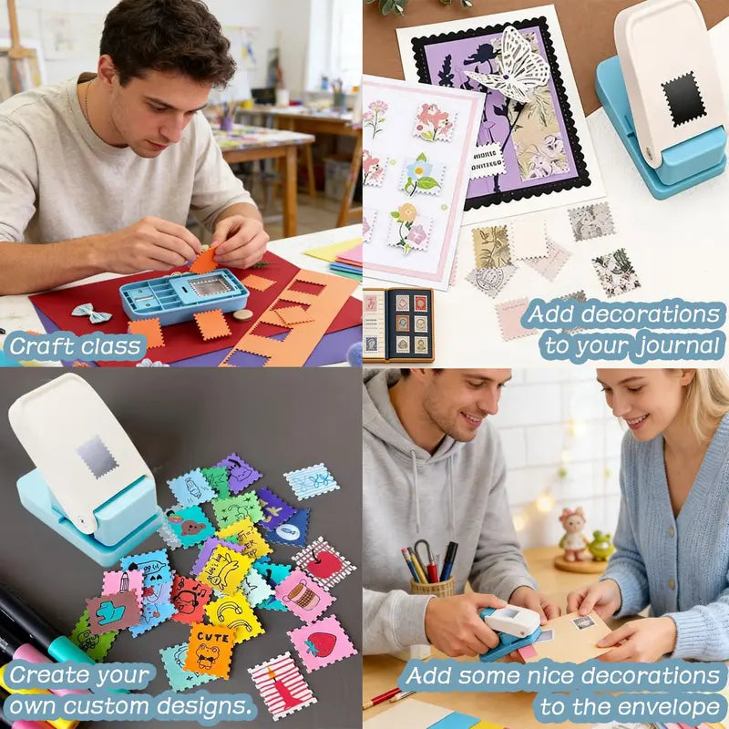 ✨Postage Stamp Paper Punch – Create Perfect Vintage-Style Edges for Scrapbooks, Cards & DIY Crafts
