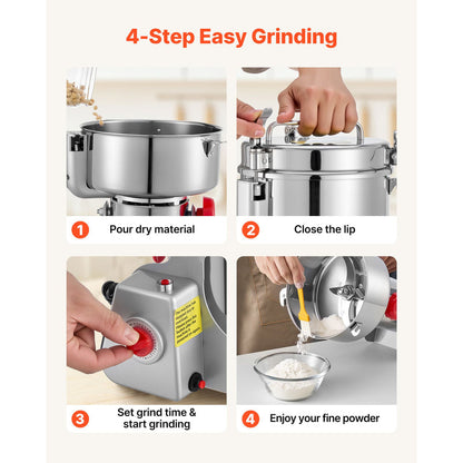 800g High-Speed Electric Grain Mill Grinder – Stainless Steel Spice & Herb Pulverizer