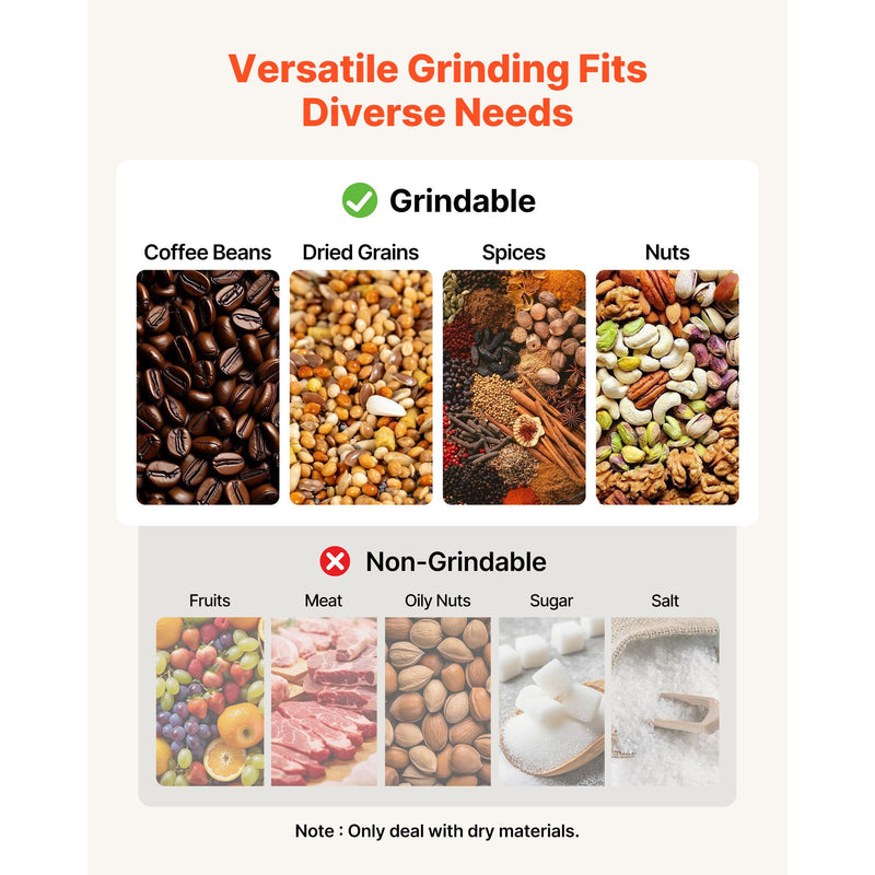 800g High-Speed Electric Grain Mill Grinder – Stainless Steel Spice & Herb Pulverizer