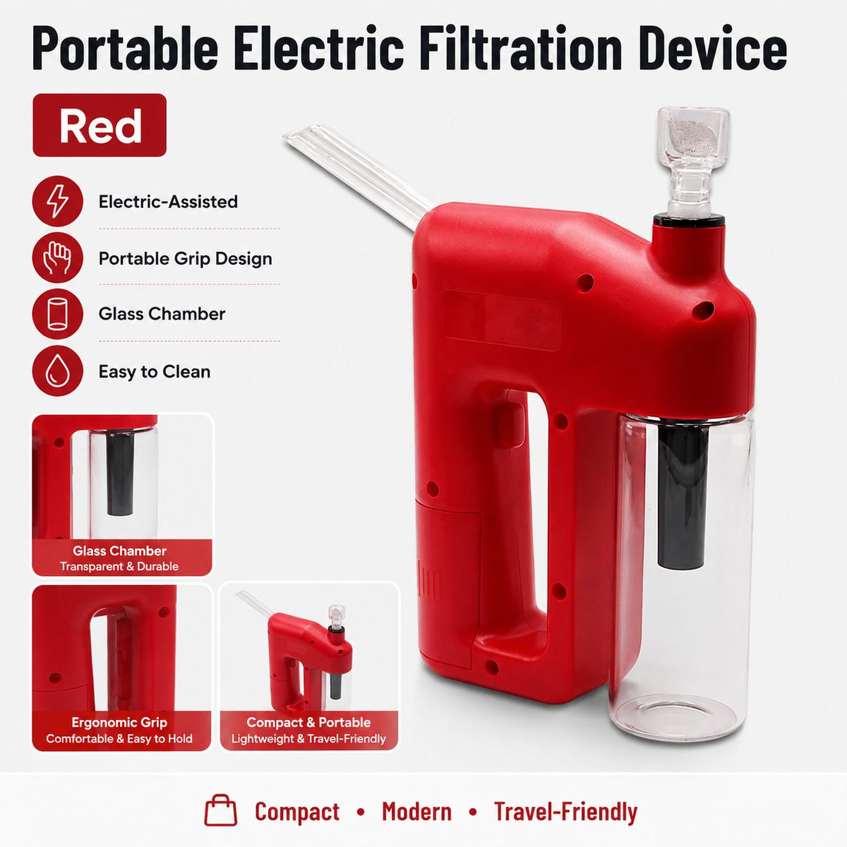 ⚡ LAST DAY 49% OFF – Portable Handheld Electric Filtration Device | Compact Glass Chamber Design with Electric-Assisted Operation & 6 Color Options ✨