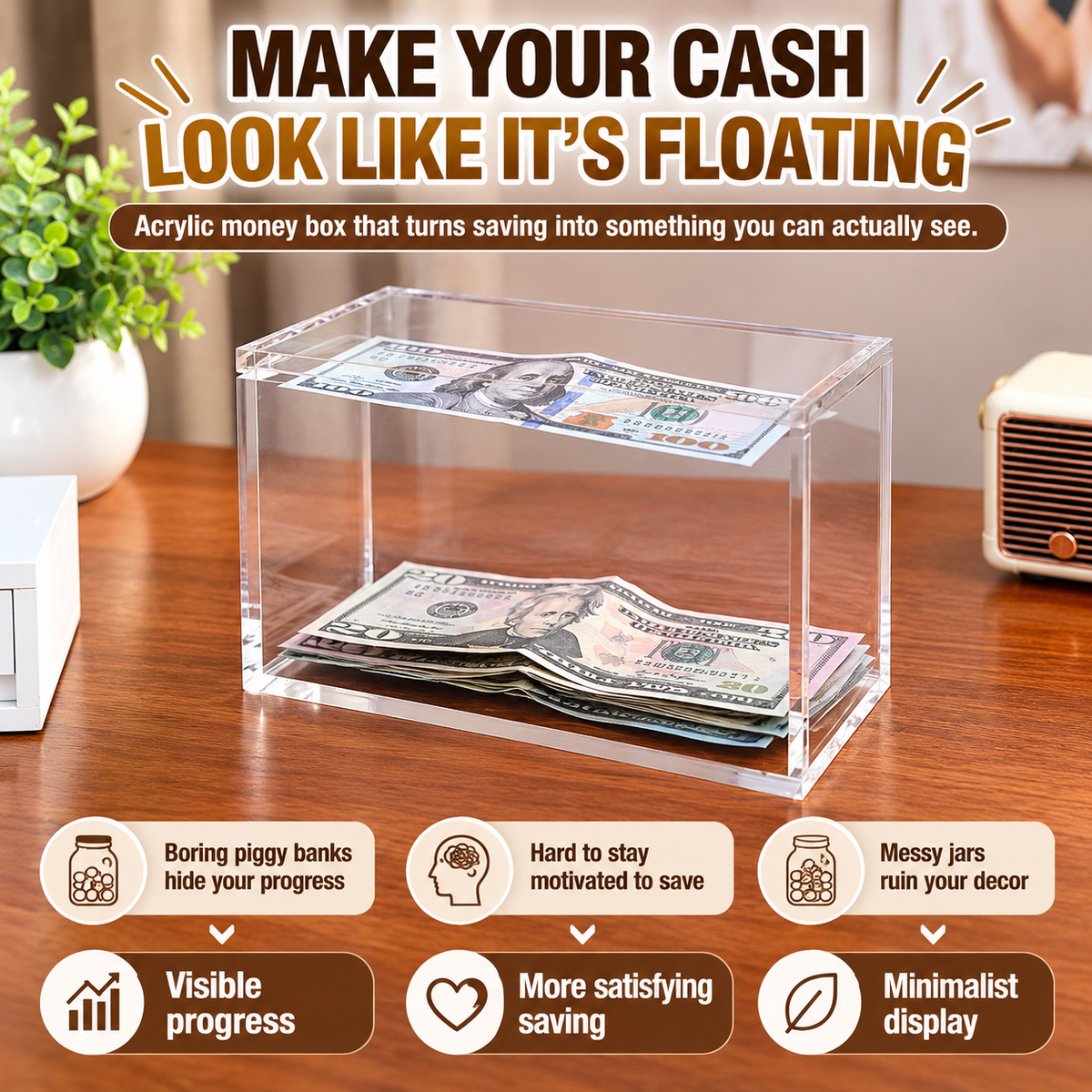 💵 Floating Money Box – Turn Every Bill Into a Satisfying Saving Moment ✨