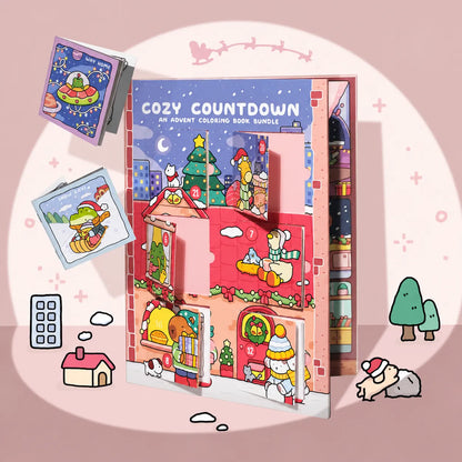 🎄LAST DAY 50% OFF - 🎁🎨 24-Day Christmas Countdown Mystery Box mini Coloring Book Set