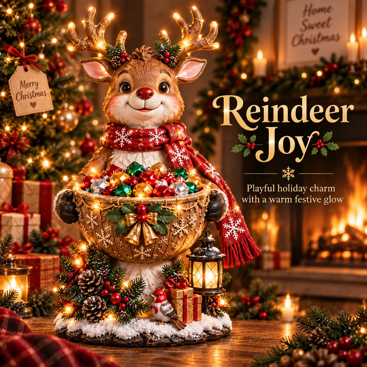 Last Day 50% Off❤️ Cardinal Christmas Treat Bowl™ – Lighted Holiday Candy Bowl & Tabletop Decor