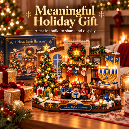 🥰Hot Sale🎄 Holiday Lights Harmony™ – Christmas & Hanukkah Light-Up Family Building Set