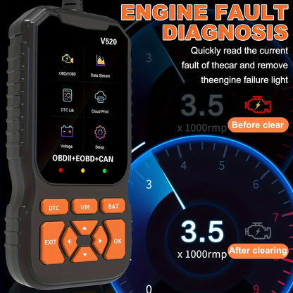 Scanner Car Diagnostic Tool, Code Reader with Live Data Stream, Battery Voltage Test & I/M Readiness for All OBDII Vehicles