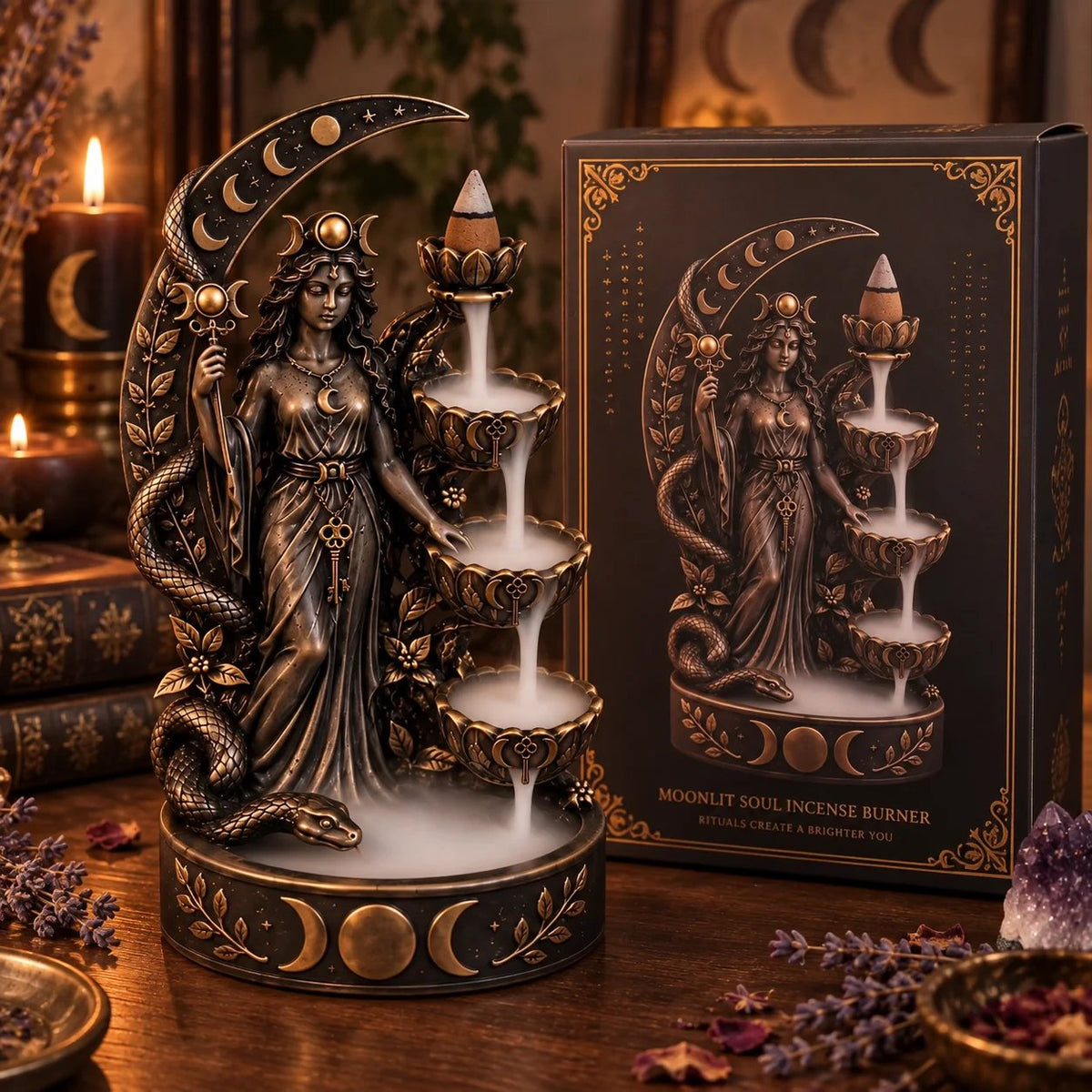 ☁️ Backflow Incense Burner – Cascading Smoke Sculptural Décor