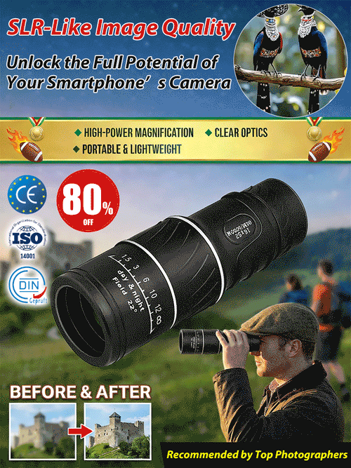 ⭐ 16x52 High Definition Monocular Telescope with Smartphone Adapter ⭐ Waterproof FMC Multi Layer Lens⭐ Portable Long Range Observation Tool ⭐