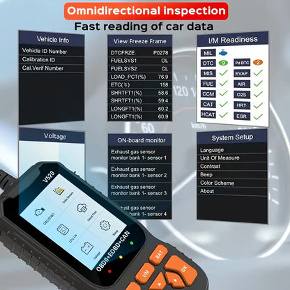 Scanner Car Diagnostic Tool, Code Reader with Live Data Stream, Battery Voltage Test & I/M Readiness for All OBDII Vehicles