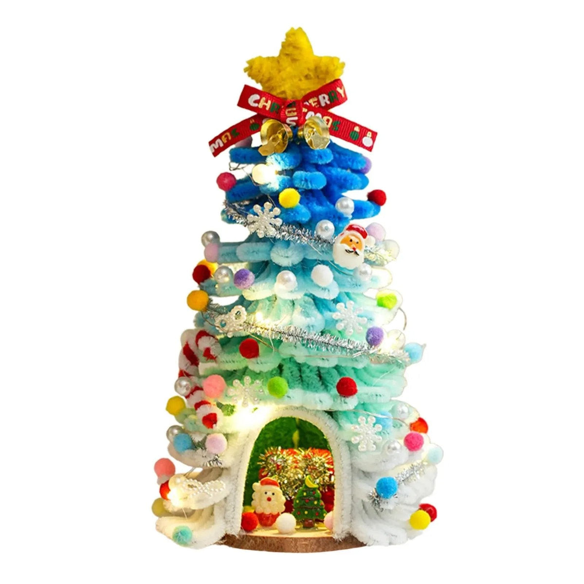 ⏰ 50% Off Sale 🎄✨DIY Pipe-Cleaner Christmas Tree House Kit with Lights