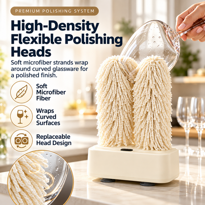 🍷 Electric Wine Glass Polisher & Dryer – Dual-Head Automatic Glassware Polishing Machine