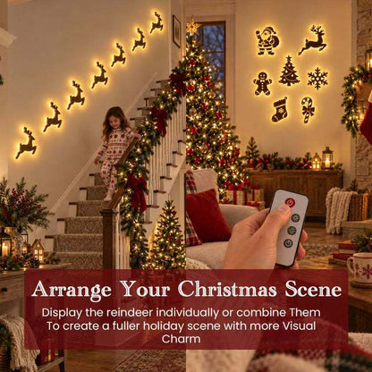 Light-Up Santa & Reindeer LED Wall Decor – Remote Control Christmas Holiday Decoration