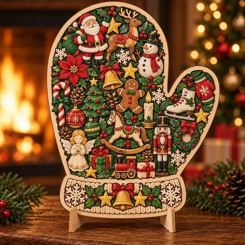 🎄🧩 Wooden Christmas Puzzle Set with Stand – 9 Festive Designs to Build & Display