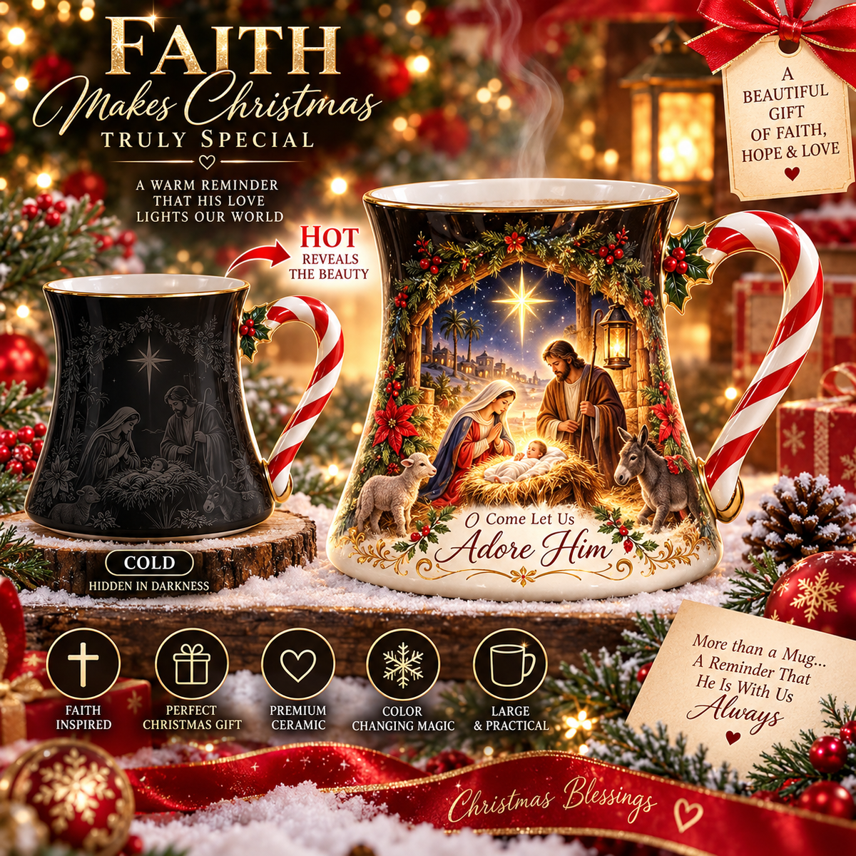 ✨Christmas Magic Color-Changing Mug – Heat Reveal Holiday Gift💫