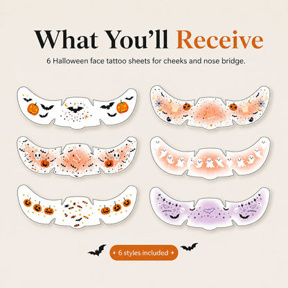 🎃 Halloween Freckle Face Tattoos – 6 Spooky-Cute Designs