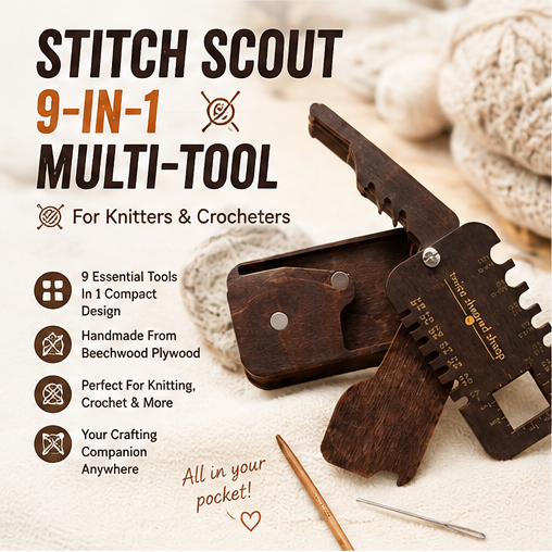 🧶 Stitch Scout 9-in-1 Multi-Tool for Knitters & Crocheters