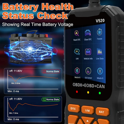 Scanner Car Diagnostic Tool, Code Reader with Live Data Stream, Battery Voltage Test & I/M Readiness for All OBDII Vehicles