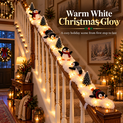 🐧Playful Penguin Snowy Stair Railing Decor