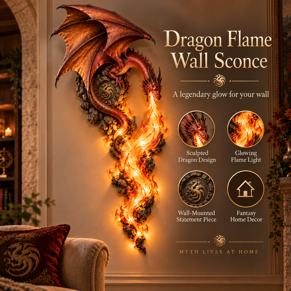 🔥Last Day 49% OFF -🐉 Dragonfire Guardian™ Wall Sconce – A Legendary Flame Awakens On Your Wall