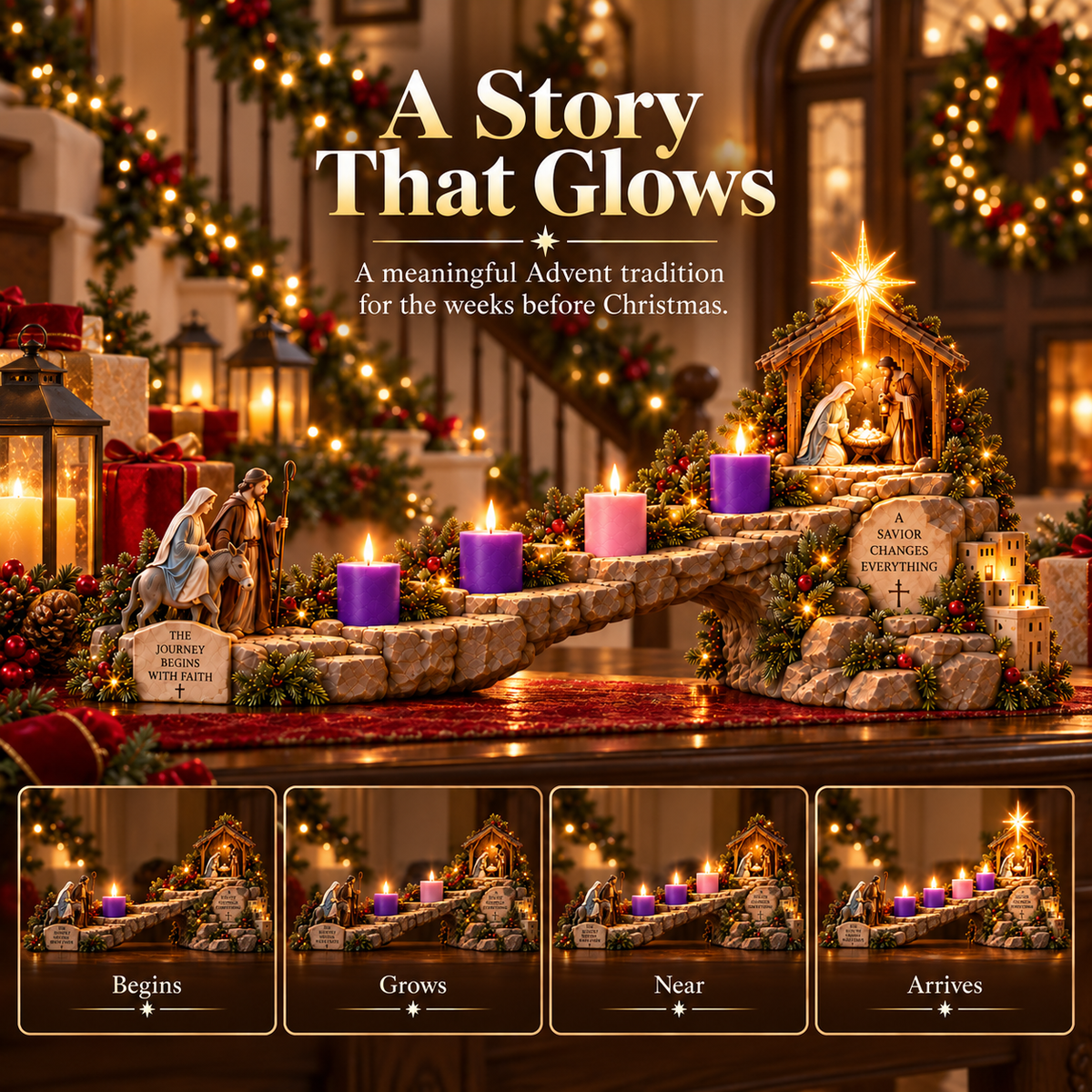 ✝️ Journey to Bethlehem – 4-Week Lighted Advent Nativity Path