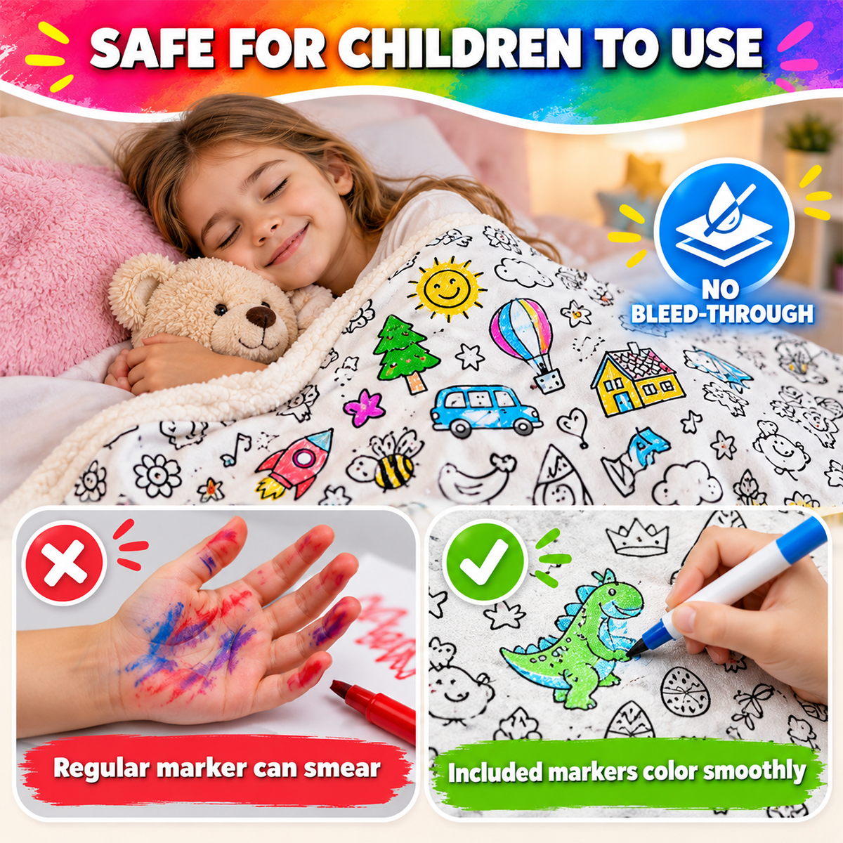 🎨DIY Coloring Blanket with 12 Markers🖍️