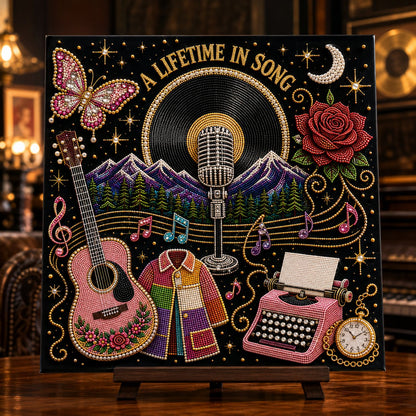 💥 LAST DAY 49% OFF – 🎶 Country Music 3D Pearl Art Kit 💎 – DIY Flocked Canvas Tribute Craft with Resin Pearls
