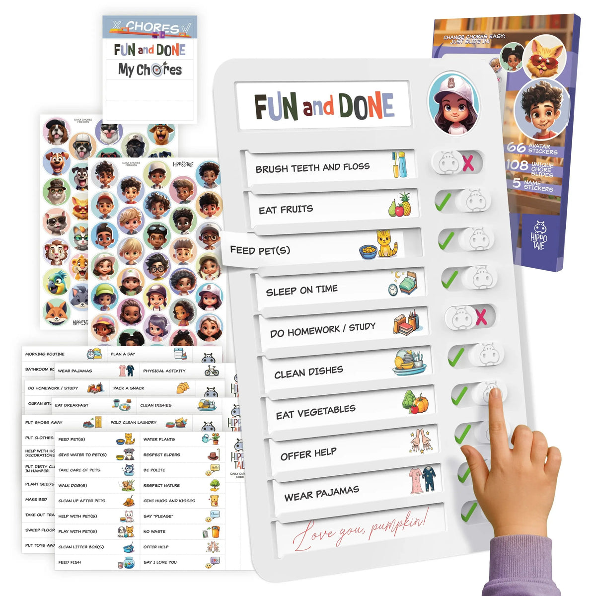 Magnetic Kids Daily Routine & Chore Chart – Visual Task Board with 120 Activity Cards, Stickers & Icons