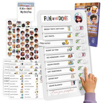Magnetic Kids Daily Routine & Chore Chart – Visual Task Board with 120 Activity Cards, Stickers & Icons