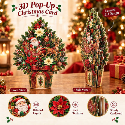 🌲 Pop-Up Christmas Tree Card ✨ Turns Into Freestanding Festive Table Decor