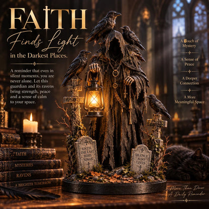 Keeper of the Last Light – Raven Guardian Lantern Statue