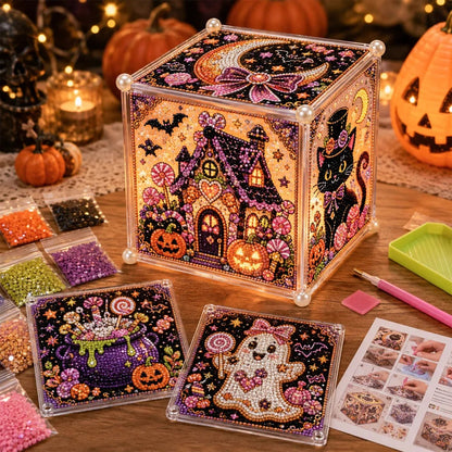 🎄✨ 3D Light-Up Christmas Diamond Painting Gift Box DIY Kit – Sparkling Holiday Craft Decor