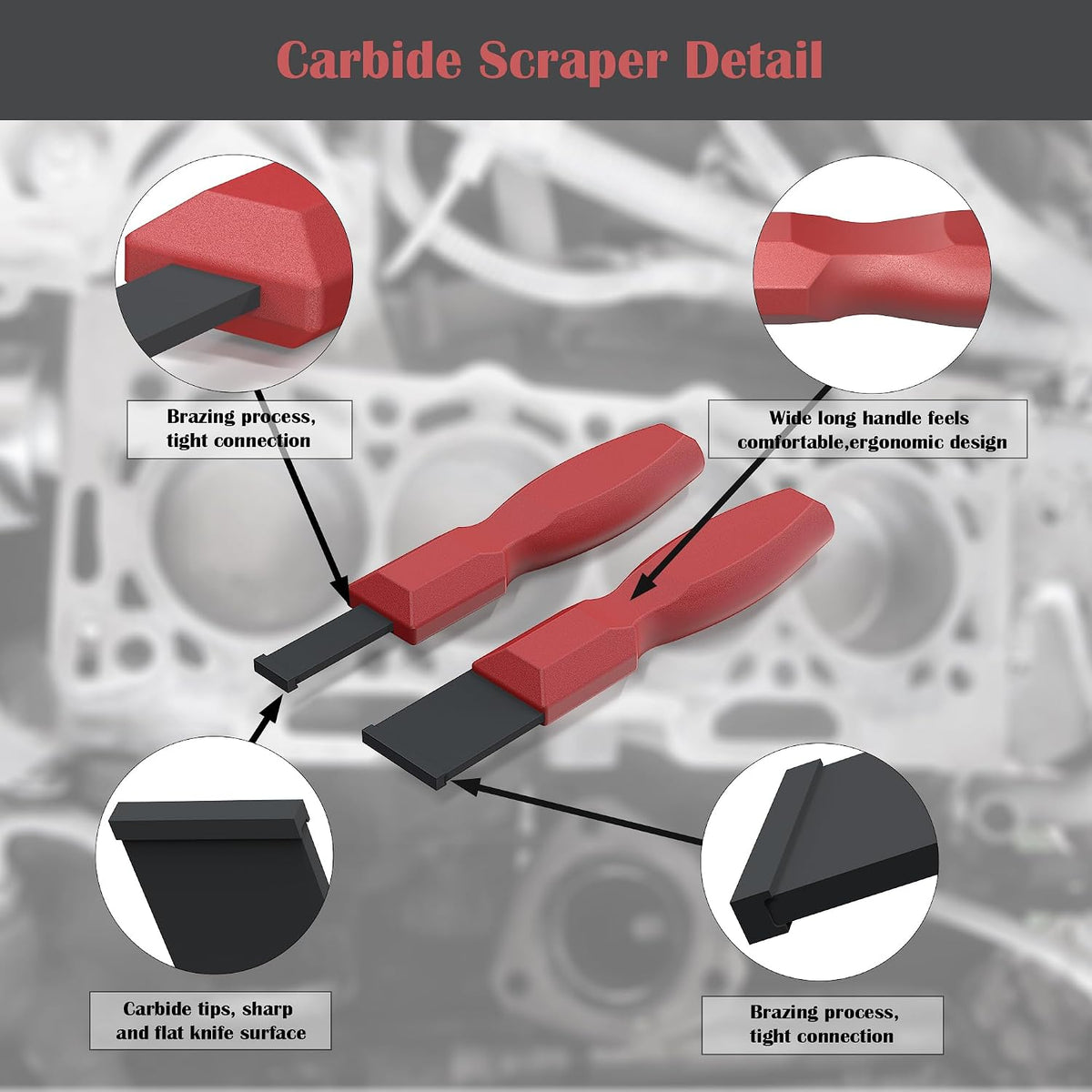 ⚙️ 2-Pack Tungsten Carbide Gasket Scraper Set for Auto Repair