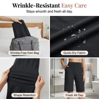 🩳 ✨ Women's Stretch Walking Shorts – 4-Way Stretch, High-Rise, Knee-Length 🚶‍♀️