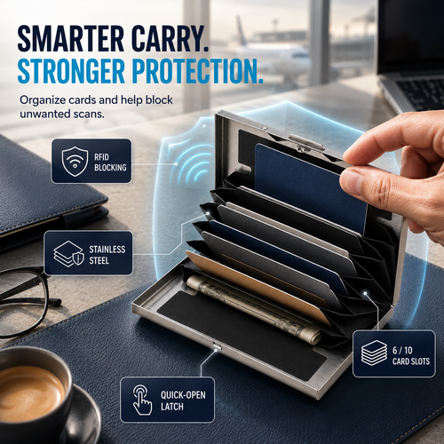 🔥RFID-Blocking Stainless Steel Card Wallet  🔒