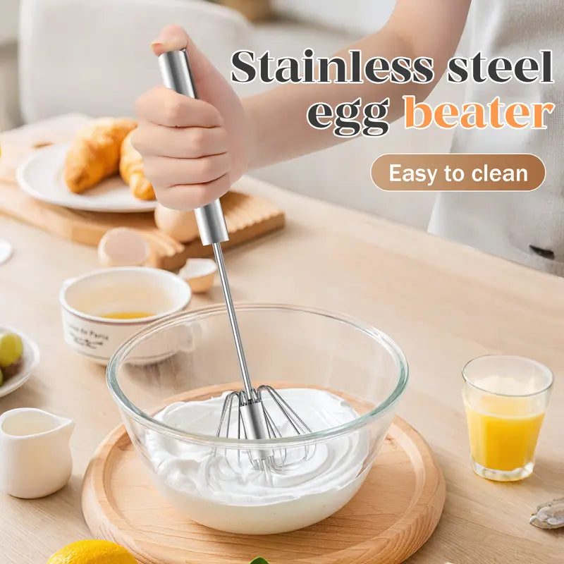 🥣Stainless Steel Hand-Push Rotary Whisk Food-Grade Rust-Resistant Kitchen Utensil