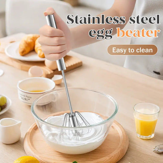 🥣Stainless Steel Hand-Push Rotary Whisk Food-Grade Rust-Resistant Kitchen Utensil