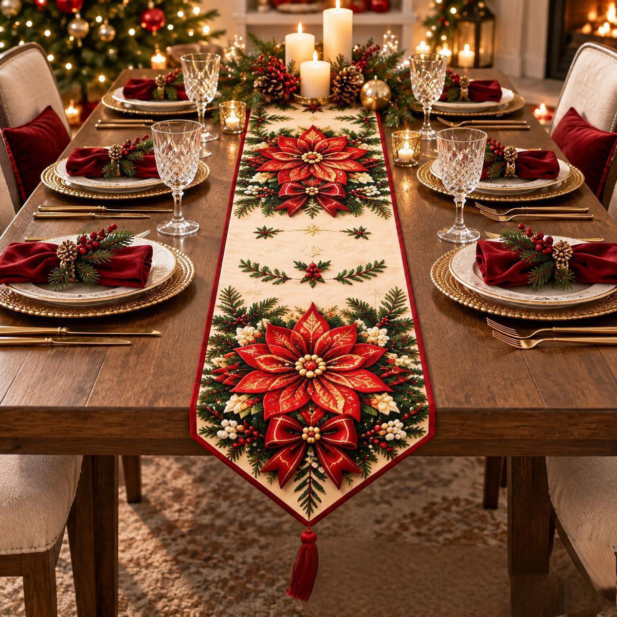🔥HOT SALE🔥✨ DIY Christmas Diamond Painting Table Runner Kit