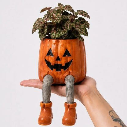 💯 49% OFF – 🎃 Halloween Hanging Leg Planter | Hand-Painted Resin Character Pot for Succulents, Shelves, Desks, Porches & Spooky Seasonal Displays 🪴
