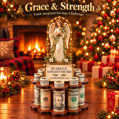 🙏 Bible Verse Savings Challenge Stand – Christian Cash Organizer & Faith-Inspired Gift
