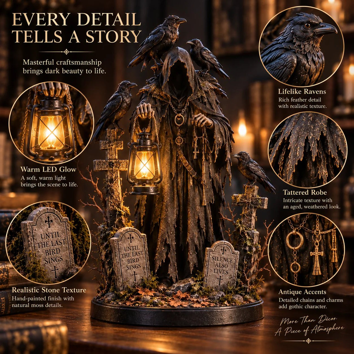 Keeper of the Last Light – Raven Guardian Lantern Statue